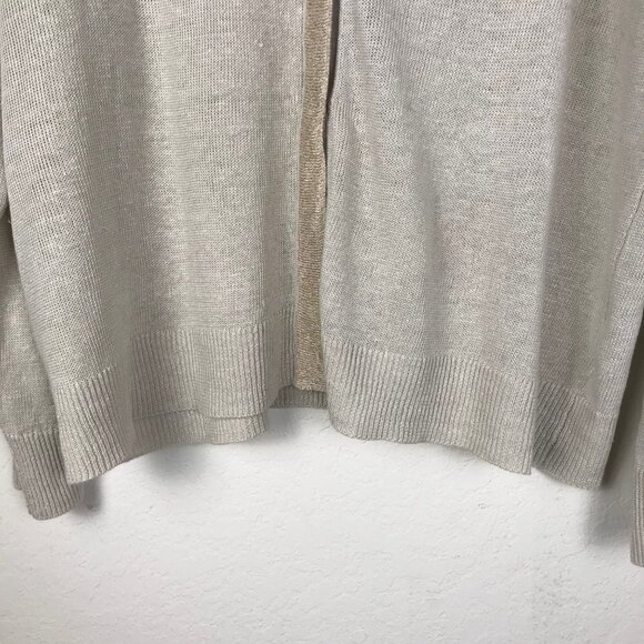 Eileen Fisher Bone Gold Trim Button Front Cardigan  Size X-Large - Picture 10 of 10